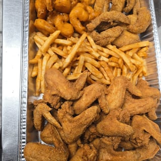 #4. 50 Whole Wings, 50 Large Shrimp and 15-Piece Fish with Large Fries