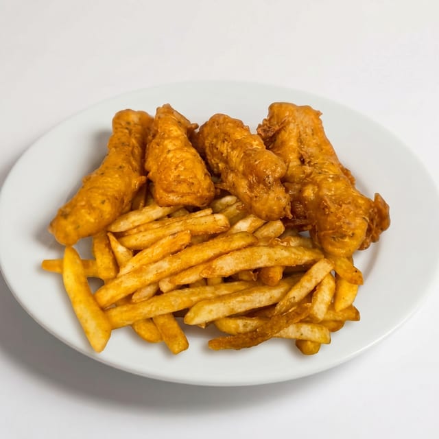 Battered Cod Dinner.